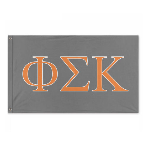 Phi Sigma Kappa Fraternity Flag - Silver Grey, Tenn Orange & White