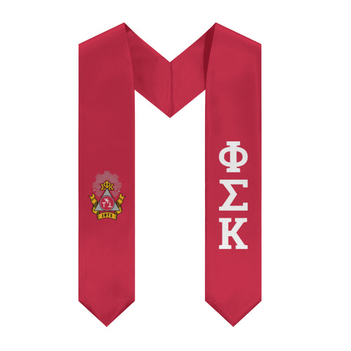 Phi Sigma Kappa Graduation Stole With Crest - Red & White