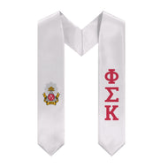 Phi Sigma Kappa Graduation Stole With Crest - White & Red