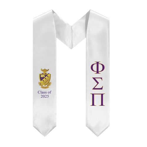 Phi Sigma Pi + Crest + Class of 2025 Graduation Stole - White, Purple & Gold