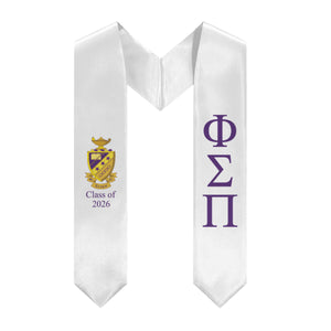 Phi Sigma Pi + Crest + Class of 2026 Graduation Stole - White & Purple