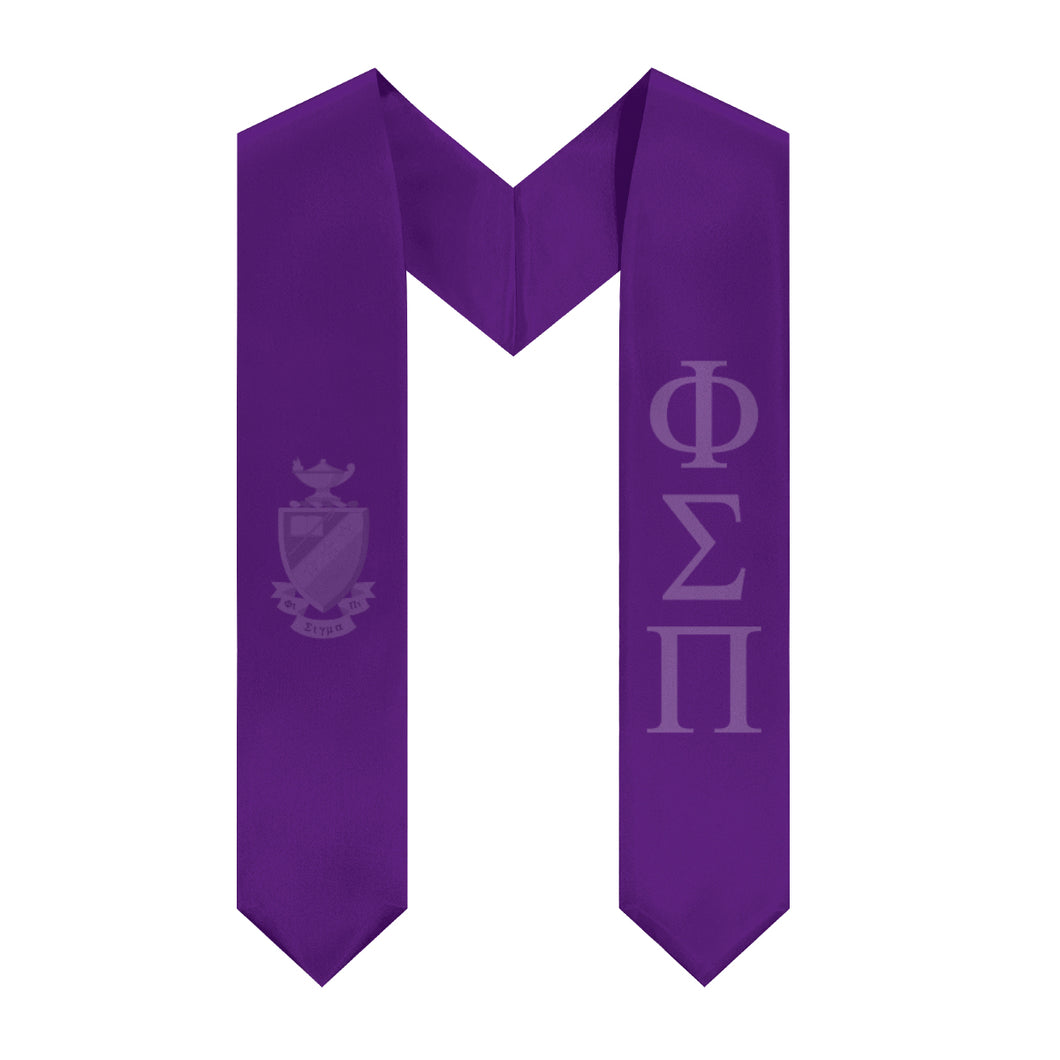 Phi Sigma Pi Graduation Stole With Crest - Purple Transparent