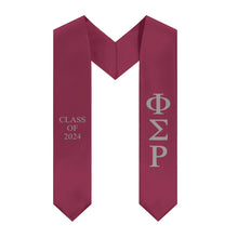 Load image into Gallery viewer, Phi Sigma Rho Class of 2024 Sorority Stole - Wine Red &amp; Light Silver