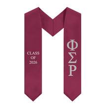 Load image into Gallery viewer, Phi Sigma Rho Class of 2026 Sorority Stole - Wine Red, Silver &amp; White