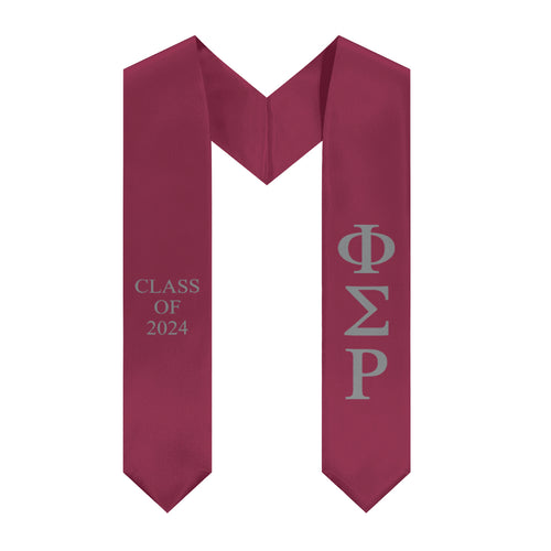 Phi Sigma Rho Class of 2024 Sorority Stole - Wine Red & Silver