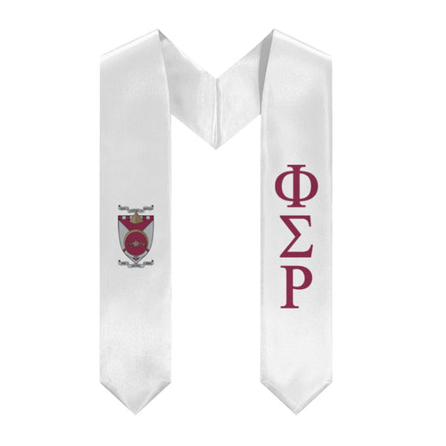 Phi Sigma Rho Graduation Stole With Crest - White & Wine Red