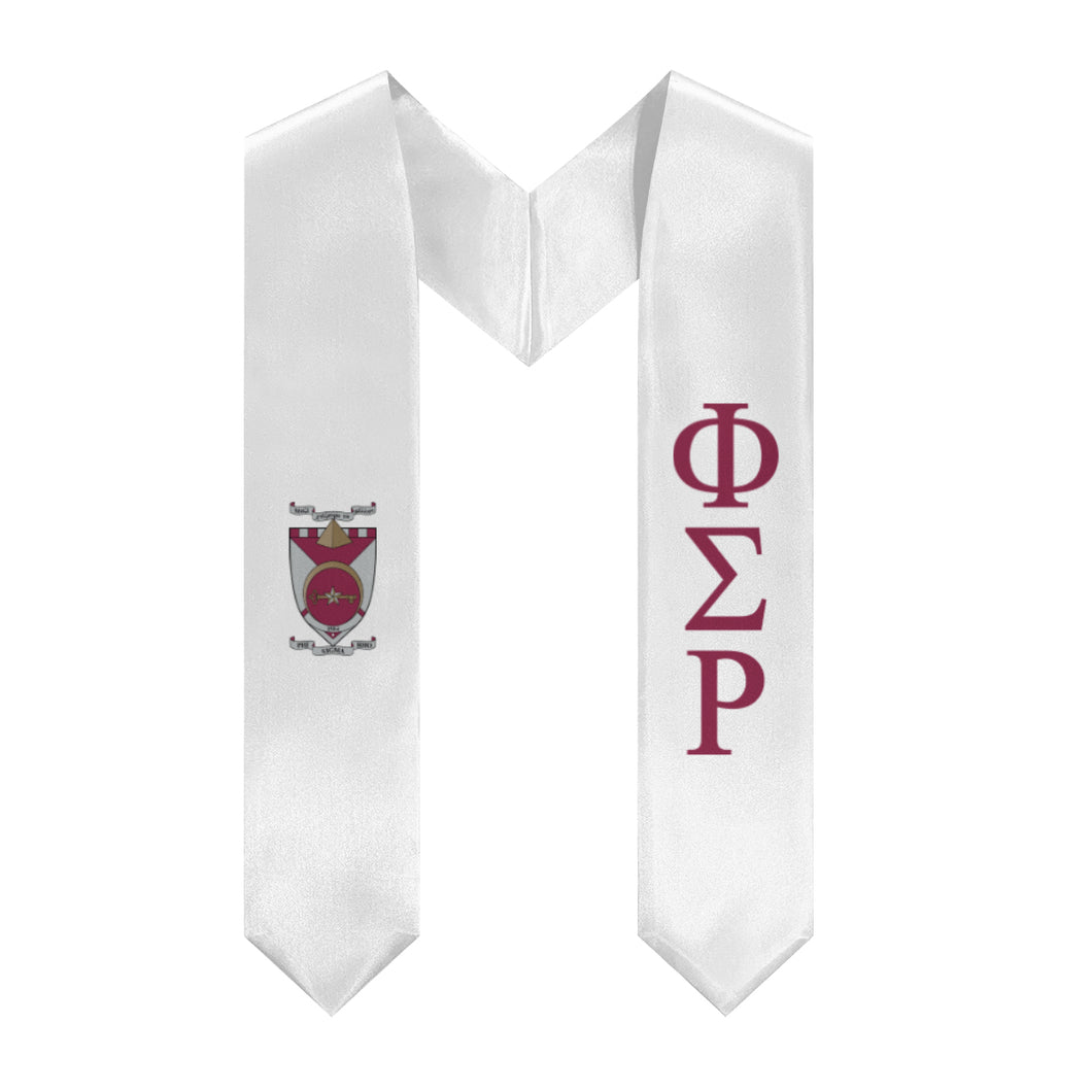 Phi Sigma Rho Graduation Stole With Crest - White & Wine Red
