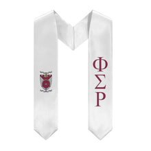 Load image into Gallery viewer, Phi Sigma Rho Graduation Stole With Crest - White, Wine Red &amp; Silver