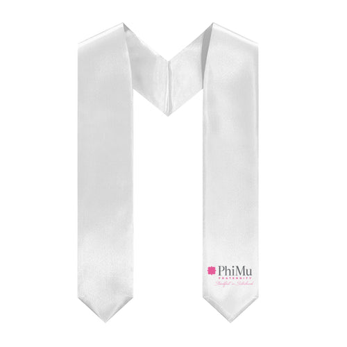 Phi Mu Logo Stole - White