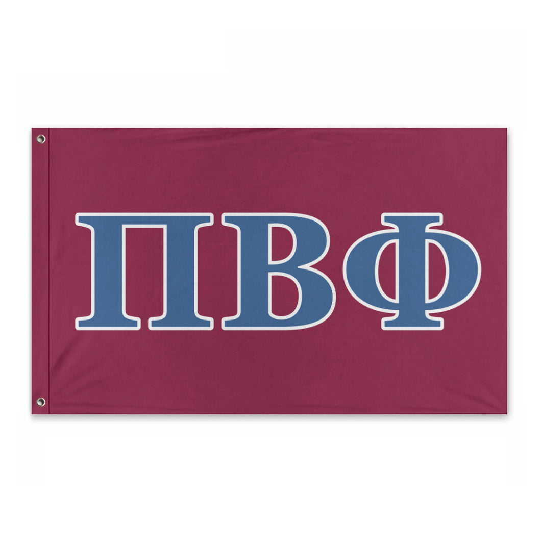 Pi Beta Phi Wide Greek Block Flag - Wine, Blue & White