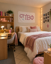 Load image into Gallery viewer, Pi Beta Phi Letters Sorority Flag - White, Wine &amp; Silver Blue