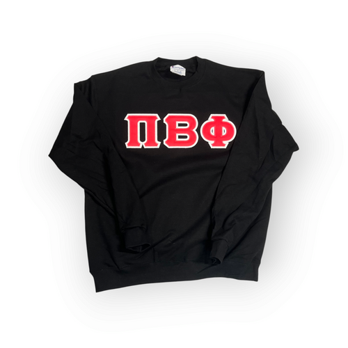 Pi Beta Phi Sorority Letter Sweatshirt - Black, Neon Pink & White