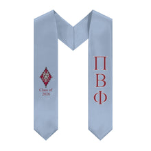 Load image into Gallery viewer, Pi Beta Phi + Crest + Class of 2026 Graduation Stole - Heritage Blue, Wine &amp; White - 2