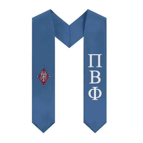 Pi Beta Phi Graduation Stole With Crest - Blue & White