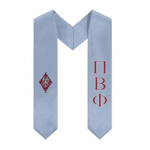 Pi Beta Phi Graduation Stole With Crest - Heritage Blue, Wine & White