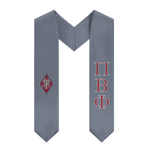 Load image into Gallery viewer, Pi Beta Phi Graduation Stole With Crest - Heritage Gray, Wine &amp; White