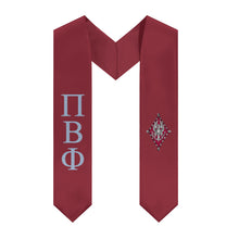 Load image into Gallery viewer, Pi Beta Phi Graduation Stole With Crest - Wine &amp; Heritage Blue