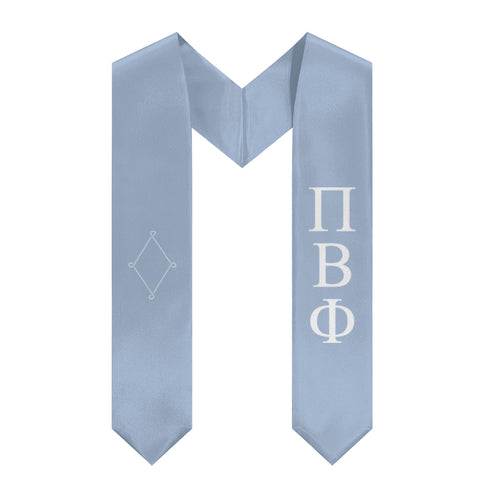 Pi Beta Phi Graduation Stole With Simple Crest - Heritage Blue & White