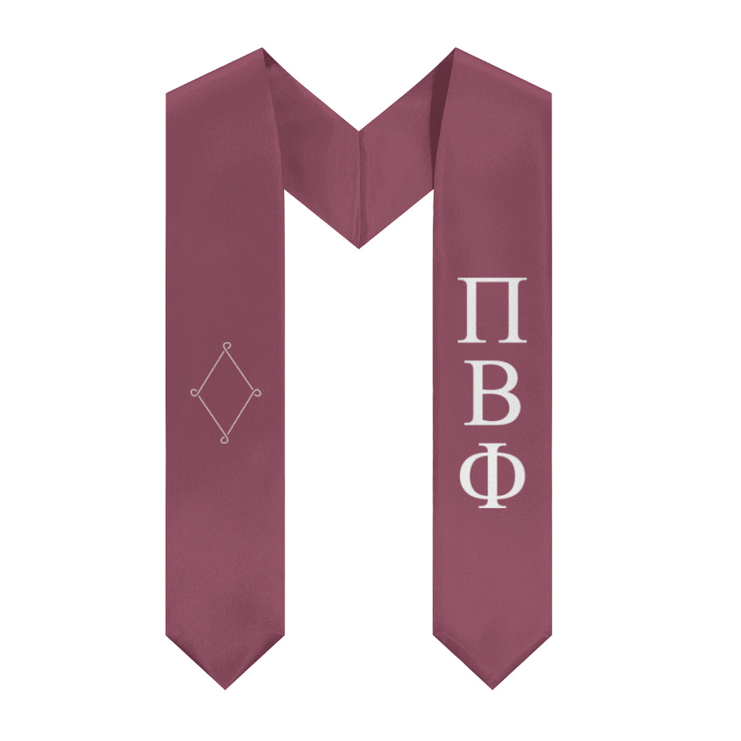 Pi Beta Phi Graduation Stole With Simple Crest - Heritage Wine & White