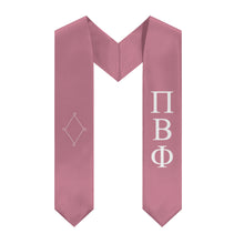 Load image into Gallery viewer, Pi Beta Phi Graduation Stole With Simple Crest - Rose &amp; White