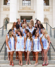 Load image into Gallery viewer, Pi Beta Phi Graduation Stole With Crest - Heritage Blue, Wine &amp; White