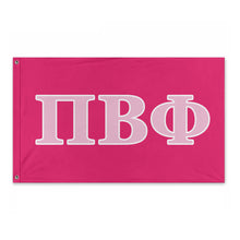 Load image into Gallery viewer, Pi Beta Phi Wide Greek Block Flag - Hot Pink, Bubble Gum Pink &amp; White