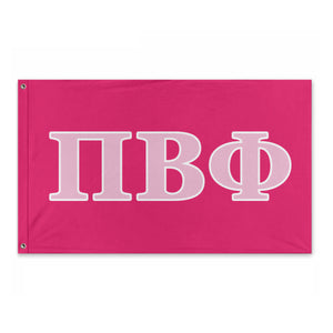 Pi Beta Phi Wide Greek Block Flag - Hot Pink, Bubble Gum Pink & White