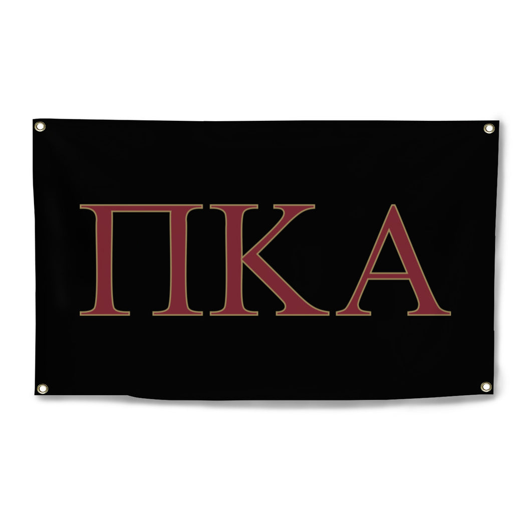 Pi Kappa Alpha Four-Grommet Banner - Black, Garnet & Gold