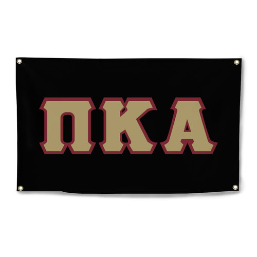 Pi Kappa Alpha Greek Letterform Four-Grommet Banner - Black, Gold & Garnet