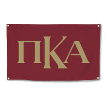 Load image into Gallery viewer, Pi Kappa Alpha Primary Greek Letters Four-Grommet Banner - Garnet &amp; Gold