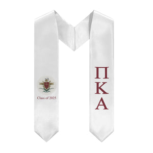 Pi Kappa Alpha + Crest + Class of 2025 Graduation Stole - White & Garnet - 1