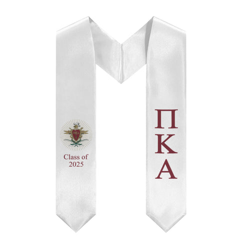 Pi Kappa Alpha + Crest + Class of 2025 Graduation Stole - White & Garnet - 2