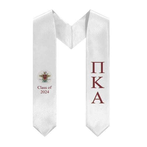 Pi Kappa Alpha + Crest + Class of 2024 Graduation Stole - White & Garnet