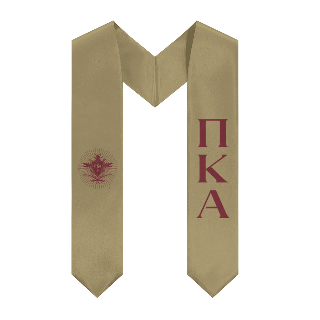 Pi Kappa Alpha Graduation Stole With Crest - Gold & Garnet