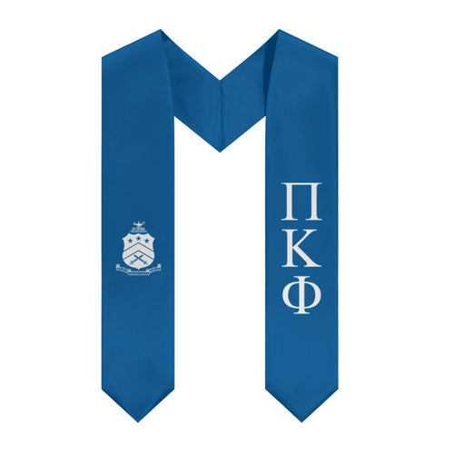 Pi Kappa Phi Graduation Stole With Coat of Arms - Blue & White