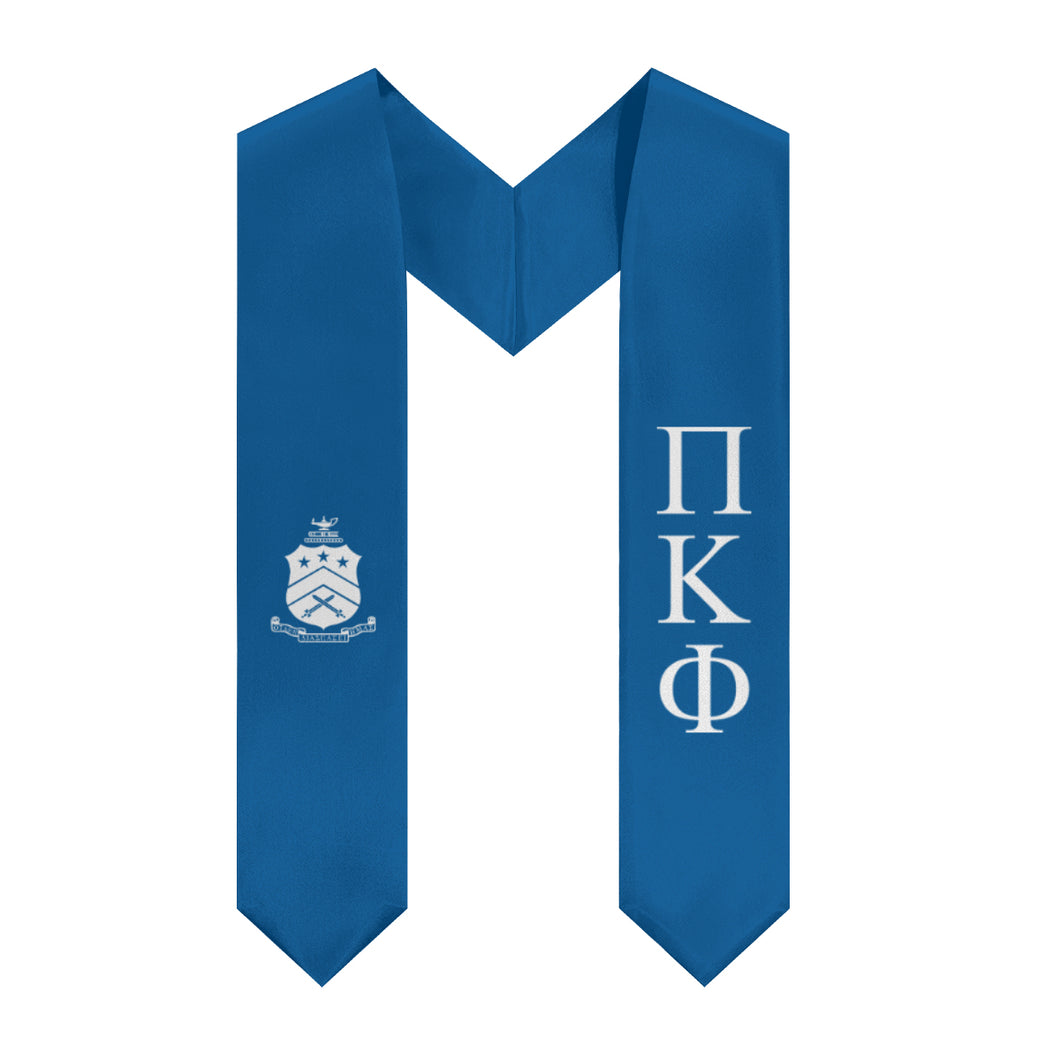 Pi Kappa Phi Graduation Stole With Coat of Arms - Blue & White