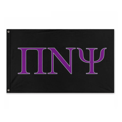 Pi Nu Psi Custom Sorority Flag - Black, Purple & Silver