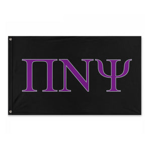 Pi Nu Psi Custom Sorority Flag - Black, Purple & Silver