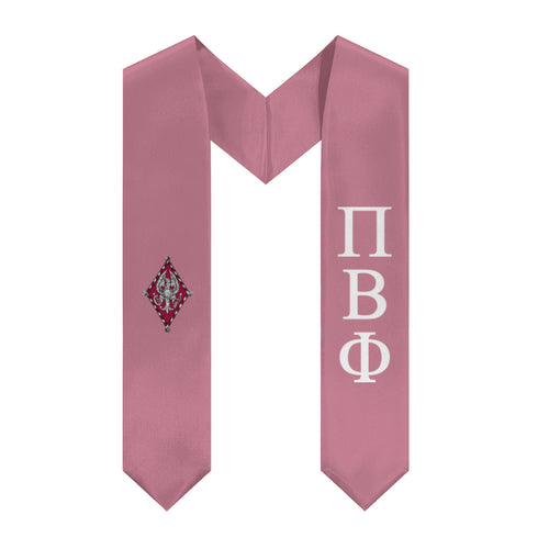 Pi Beta Phi Graduation Stole With Crest - Rose & White
