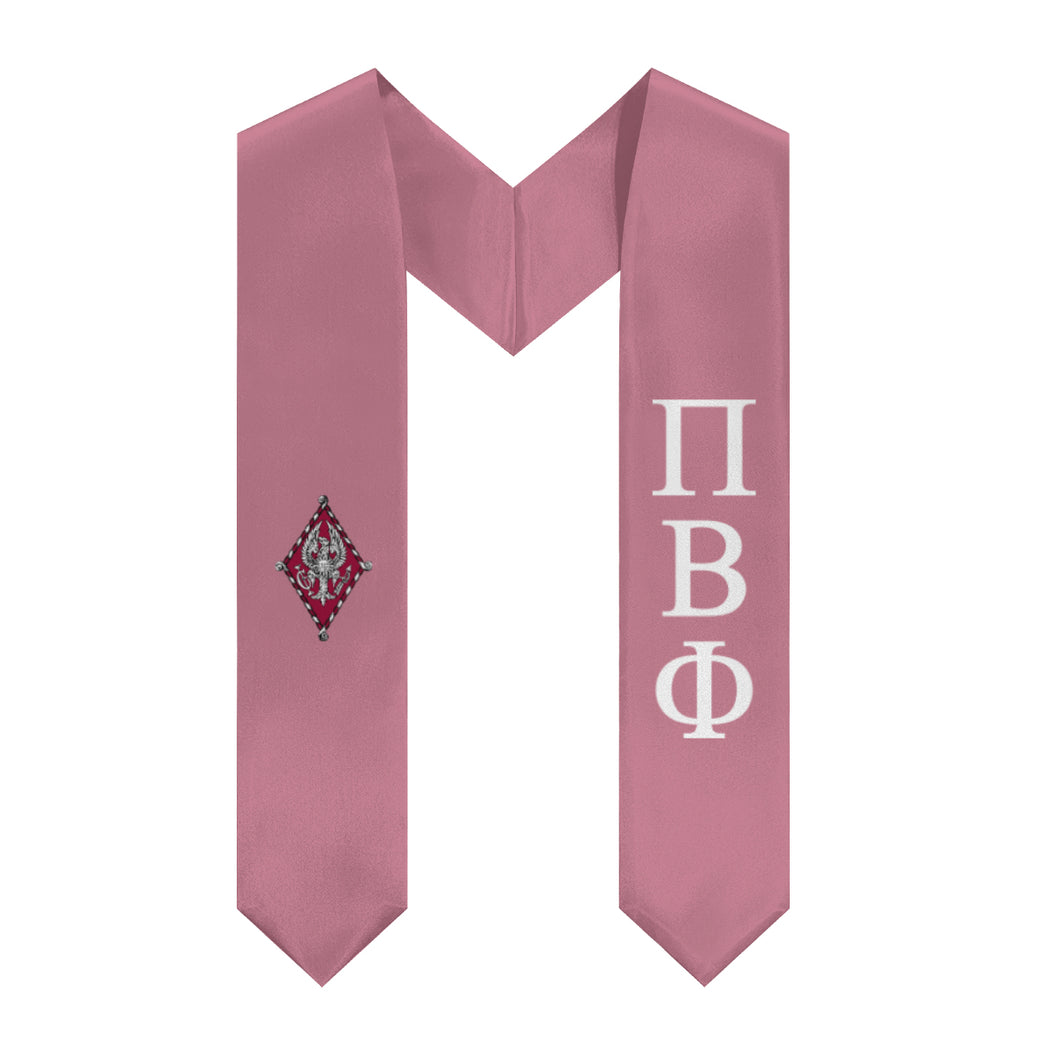 Pi Beta Phi Graduation Stole With Crest - Rose & White
