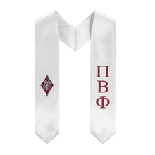 Load image into Gallery viewer, Pi Beta Phi Graduation Stole With Crest - White &amp; Wine