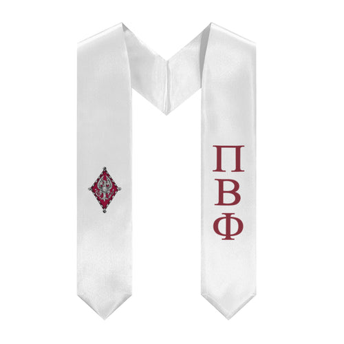 Pi Beta Phi Graduation Stole With Crest - White & Wine