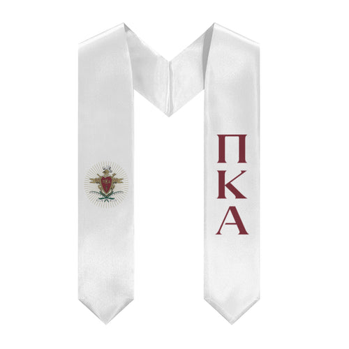 Pi Kappa Alpha Graduation Stole With Crest - White & Garnet