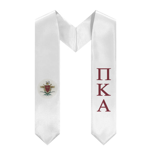 Pi Kappa Alpha Graduation Stole With Crest - White & Garnet