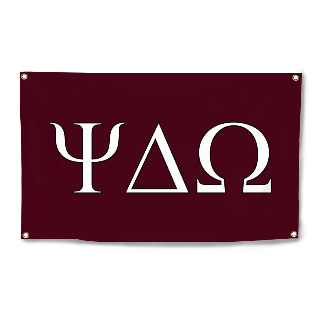 Psi Delta Omega Four-Grommet Banner - Maroon, White & Black