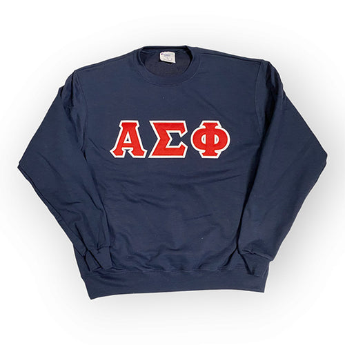 Alpha Sigma Phi Greek Letter Sweatshirt - Navy, Red & White