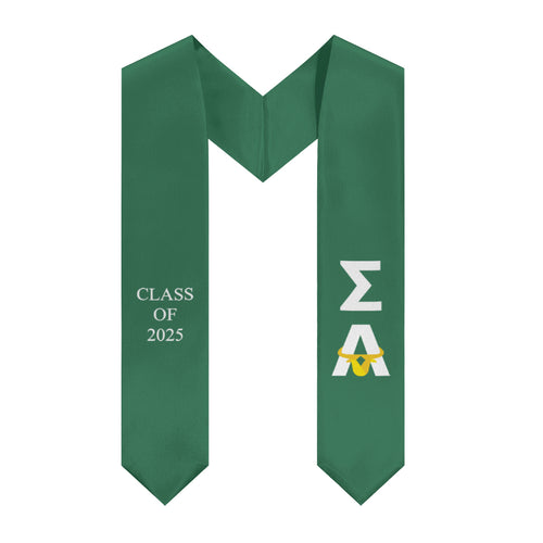 Sigma Alpha + Bull + Class of 2025 Sorority Stole - Emerald