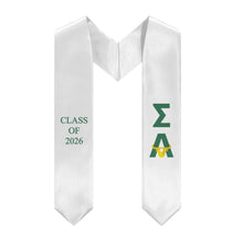 Load image into Gallery viewer, Sigma Alpha + Bull + Class of 2026 Sorority Stole - White