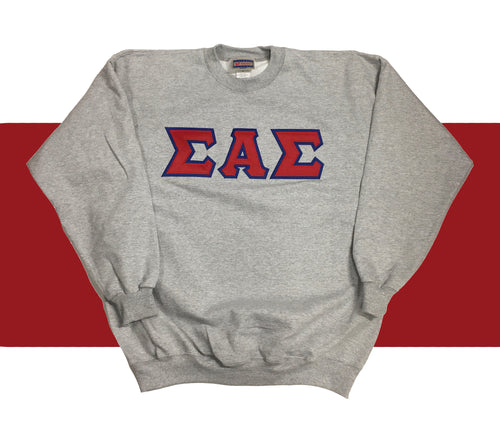 Sigma Alpha Sigma Stitch Letter Sweatshirt - Red & Royal
