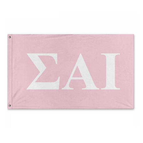 Sigma Alpha Iota Bold Greek Flag - Azalea & White